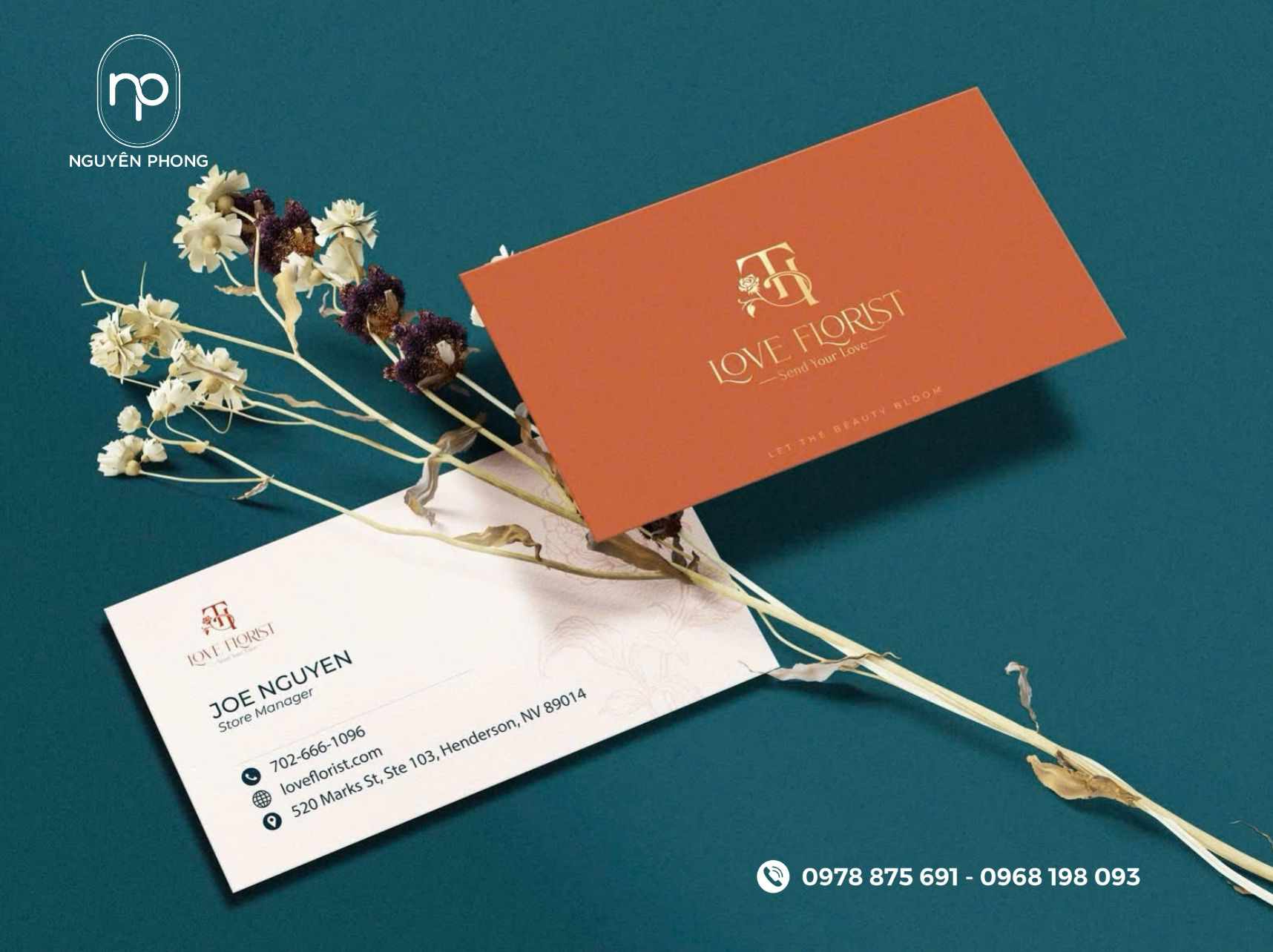 Mẫu card visit đẹp cho cửa hàng hoa